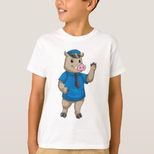 Boar som polis med polishatt t shirt