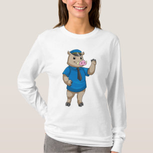 Boar som polis med polishatt t shirt