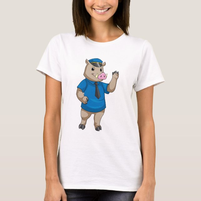 Boar som polis med polishatt t shirt (Framsida)