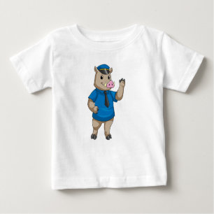 Boar som polis med polishatt t shirt