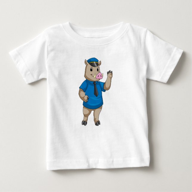 Boar som polis med polishatt t shirt (Framsida)