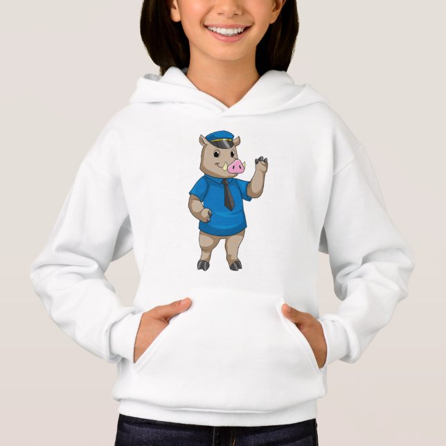 Boar som polis med polishatt t shirt (Framsida)