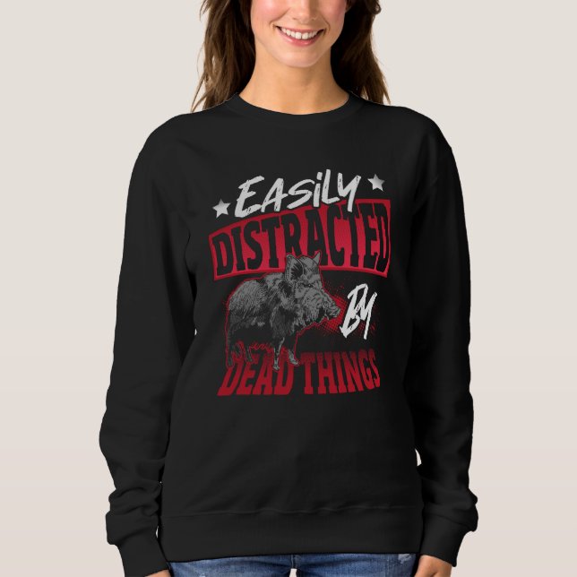 Boar Taxidermist Distracted By Dead Things T Shirt (Framsida)