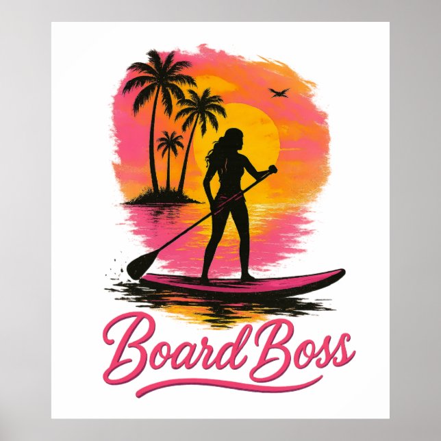 Board Chef SUP Girl Retro Sunset Poster (Framsidan)