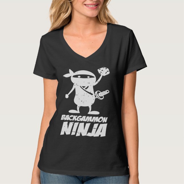 Board Game Backgammon Ninja T Shirt (Framsida)