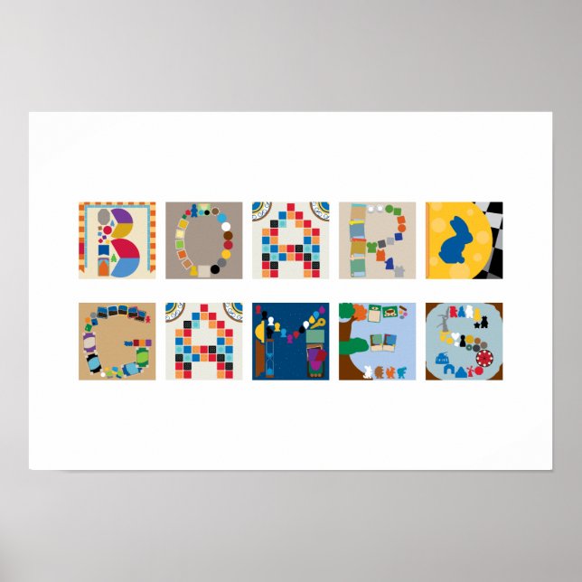 "Board Games" Board Game Alphabet Poster (Framsidan)