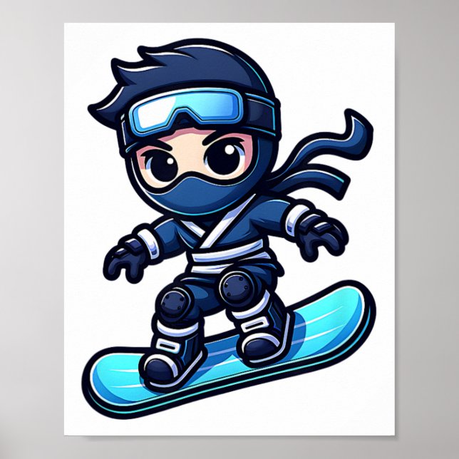 Board Ninja Snowboard Ninja Snö Rider Snowboardin Poster (Framsidan)