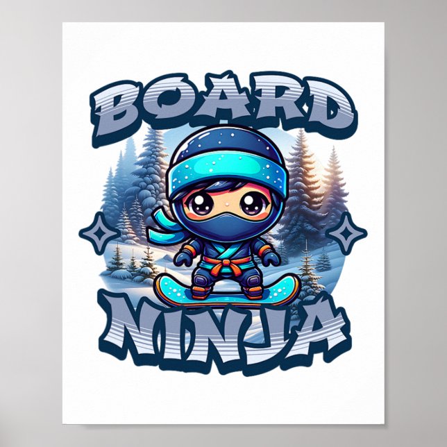 Board Ninja Snowboard Ninja Snö Rider Snowboardin Poster (Framsidan)