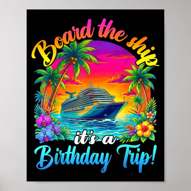 Board The Ship It's A Birthday Trip Matching Birth Poster (Framsidan)