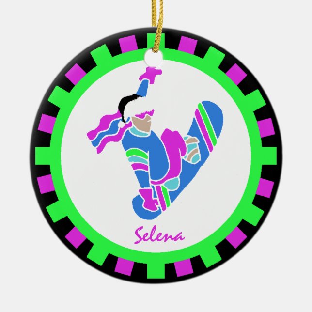 BoardChick bor för att stiga ombord Julgransprydnad Keramik (Framsidan)