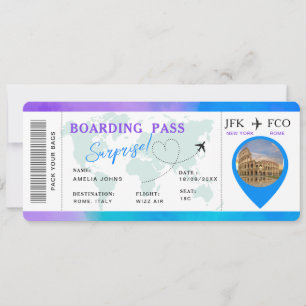 Boarding Pass Airline Biljett Surprise Resa Inbjudningar