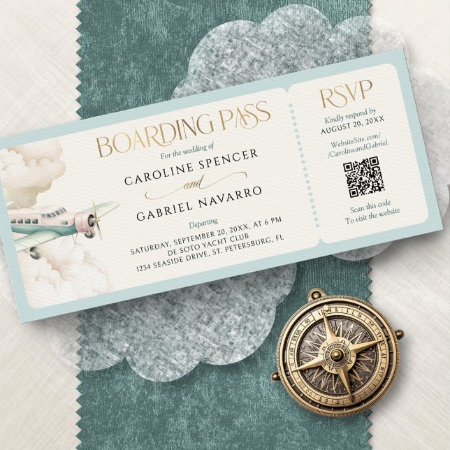 Boarding Pass Airplane Wedding Invitation Inbjudningar (Skapare uppladdad)