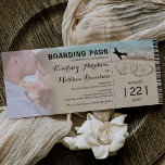Boarding Pass Beach Photo Bröllop Inbjudningar<br><div class="desc">Boardingpassets inbjudan till bröllopsbröllop med ett foto av paret lycklig,  en havsstrandbakgrund,  två kärlek-hjärtan i strandlinjen,  initialer,  ett flygplan och en personlig bröllop-mall.</div>
