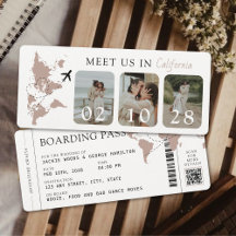 Boarding Pass Beige Neutralt 3 Foton Bröllop