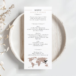 Boarding Pass Beige Neutralt Destination Wedding Meny