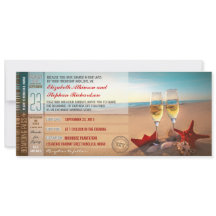 Boarding Pass Biljett Modern Beach Wedand