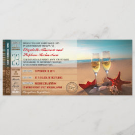 Boarding Pass Biljett Modern Beach Wedand Inbjudningar
