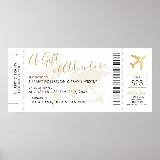 Boarding Pass Biljett Travel Gift Poster (Framsidan)