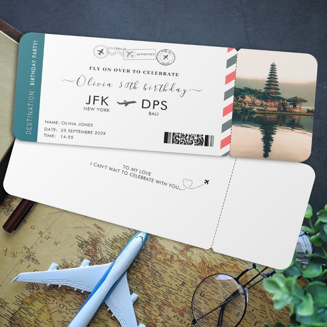 Boarding Pass Birthday Airline Biljett Photo Trave Inbjudningar (Boarding Pass Birthday Airline Ticket Photo Travel Invitation)