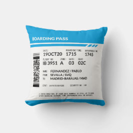 Boarding Pass (blue) Kudde