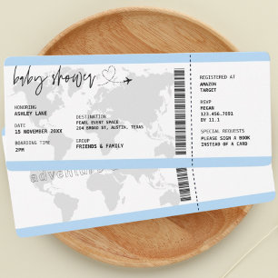 Boarding Pass Boy Travel Baby Shower Inbjudningar