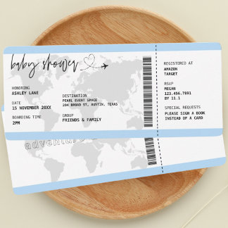 Boarding Pass Boy Travel Baby Shower Inbjudningar