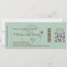 Boarding Pass Bröllopsinbjudan – Sage & Beige