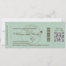 Boarding Pass Bröllopsinbjudan – Sage & Beige Inbjudningar