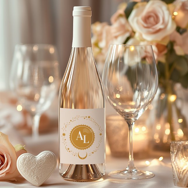 Boarding Pass Cosmic Bröllop Vinflaska Etikett (Skapare uppladdad)