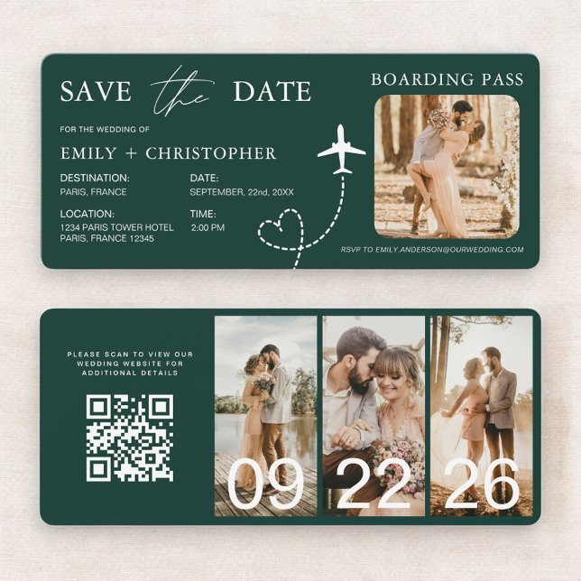 Boarding Pass Destination Save the Date QR Code  (Skapare uppladdad)