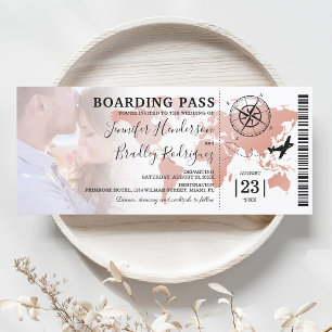 Boarding Pass Destination Världskarta Bröllop Inbjudningar