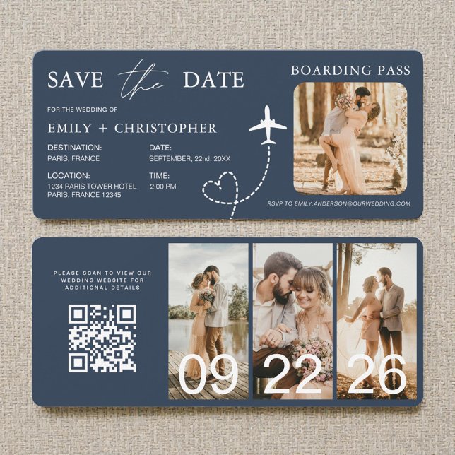Boarding Pass Destination Wedding QR Code  (Skapare uppladdad)