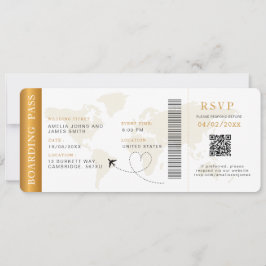 Boarding Pass Destinationsbröllop QR-Osa Inbjudningar