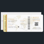 Boarding Pass Destinationsbröllop QR-Osa Inbjudningar<br><div class="desc">Inbjudan till ombordstigningskort bröllop biljett med en världskarta över destinationerna och faux guld färg,  Bröllop Pass,  Destination Wedding,  Passport med QR-kod OSA kort.</div>