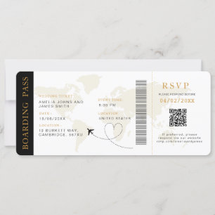 Boarding Pass Destinationsbröllop QR-Osa Inbjudningar