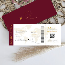 Boarding Pass Destinationsbröllop QR-Osa Inbjudningar