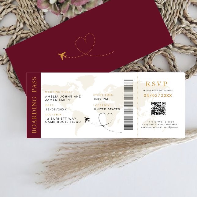 Boarding Pass Destinationsbröllop QR-Osa Inbjudningar (Skapare uppladdad)