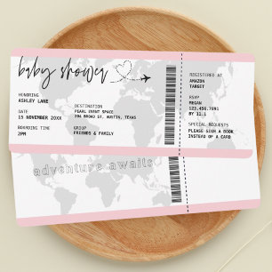 Boarding Pass Flicka Travel Baby Shower Inbjudningar
