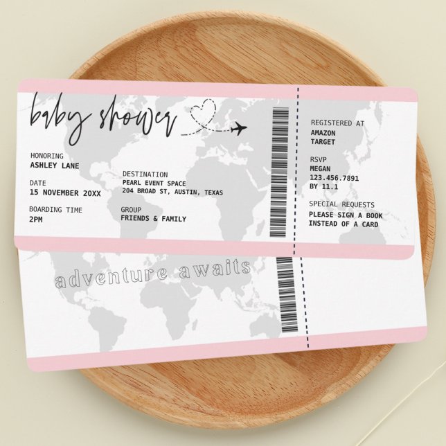 Boarding Pass Flicka Travel Baby Shower Inbjudningar (Skapare uppladdad)