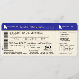 BOARDING PASS Flugticket Einladungskarte (blau) Inbjudningar