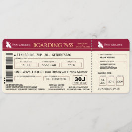 BOARDING PASS Flugticket Einladungskarte (rot) Inbjudningar