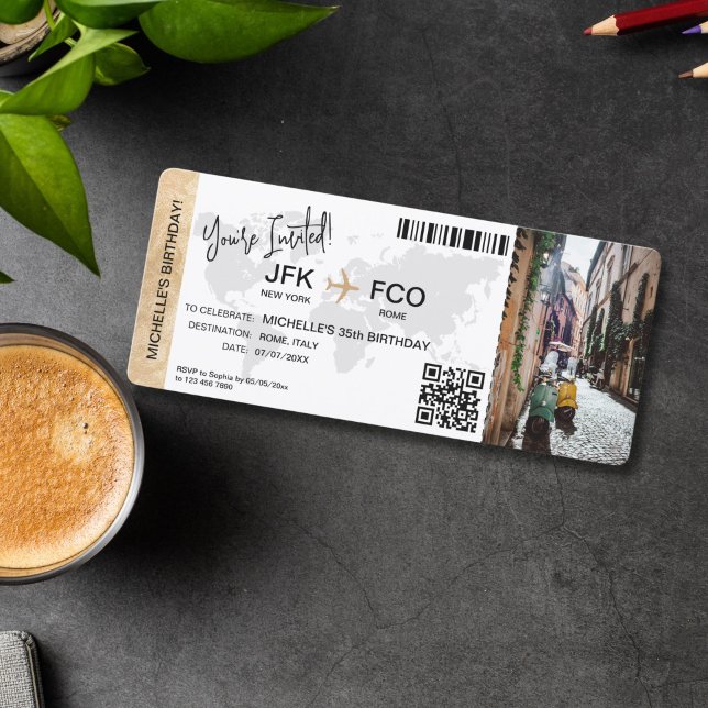 Boarding Pass Födelsedagsresa Flygbiljett Inbjudningar (plane ticket boarding pass birthday invitation)