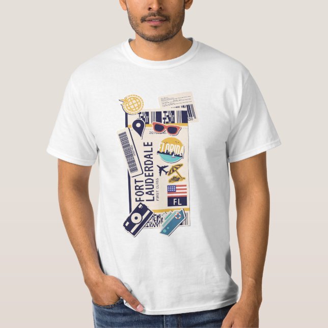 BOARDING PASS FORT LAUDERDALE FLORIDA USA T SHIRT (Framsida)