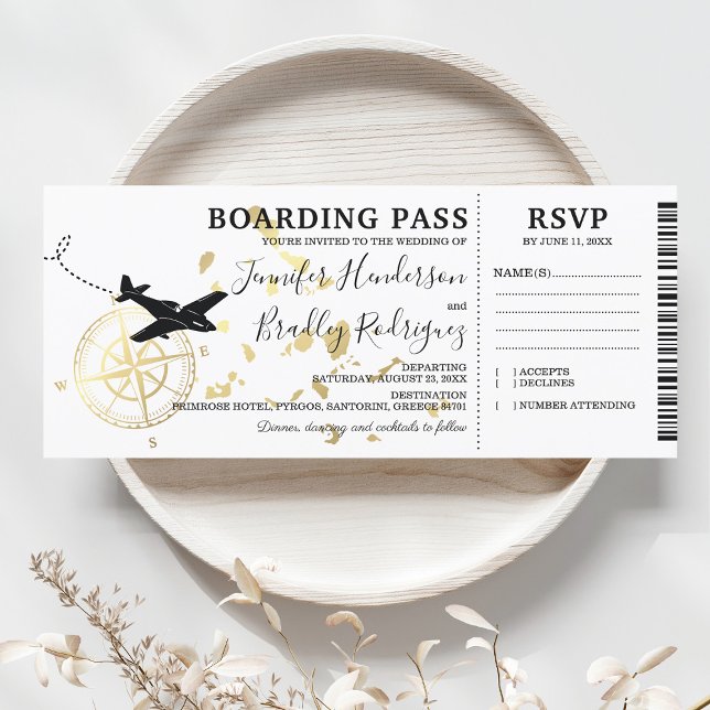 Boarding Pass Grekiska Öar Bröllopsinbjudan Inbjudningar (Skapare uppladdad)