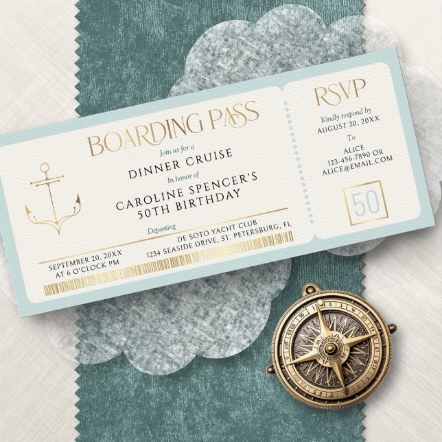 Boarding Pass Kryssnings Födelsedag Inbjudningar (Skapare uppladdad)