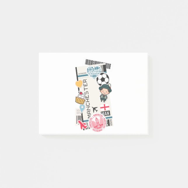 BOARDING PASS MANCHESTER ENGLAND POST-IT BLOCK (Framsida)