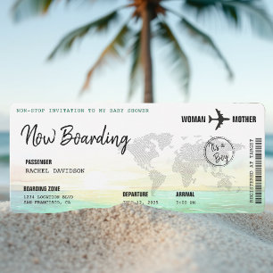 Boarding Pass Ocean Sunset Baby Shower Inbjudningar