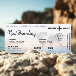 Boarding Pass Ocean Sunset Baby Shower Inbjudningar