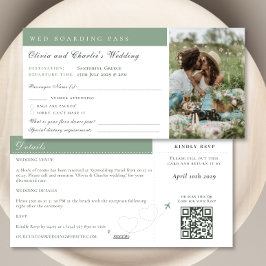 Boarding Pass Photo Qr Code Bröllop Destination Julkort