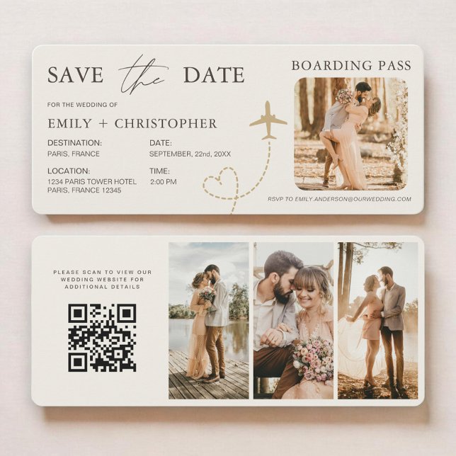 Boarding Pass Plane QR Code Save the Date (Skapare uppladdad)